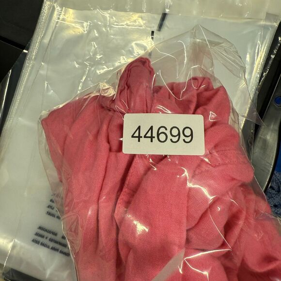 Unbranded Blouse Women M Medium Pink V-Neck Long Sleeve Linen Button Pockets - Picture 6 of 6